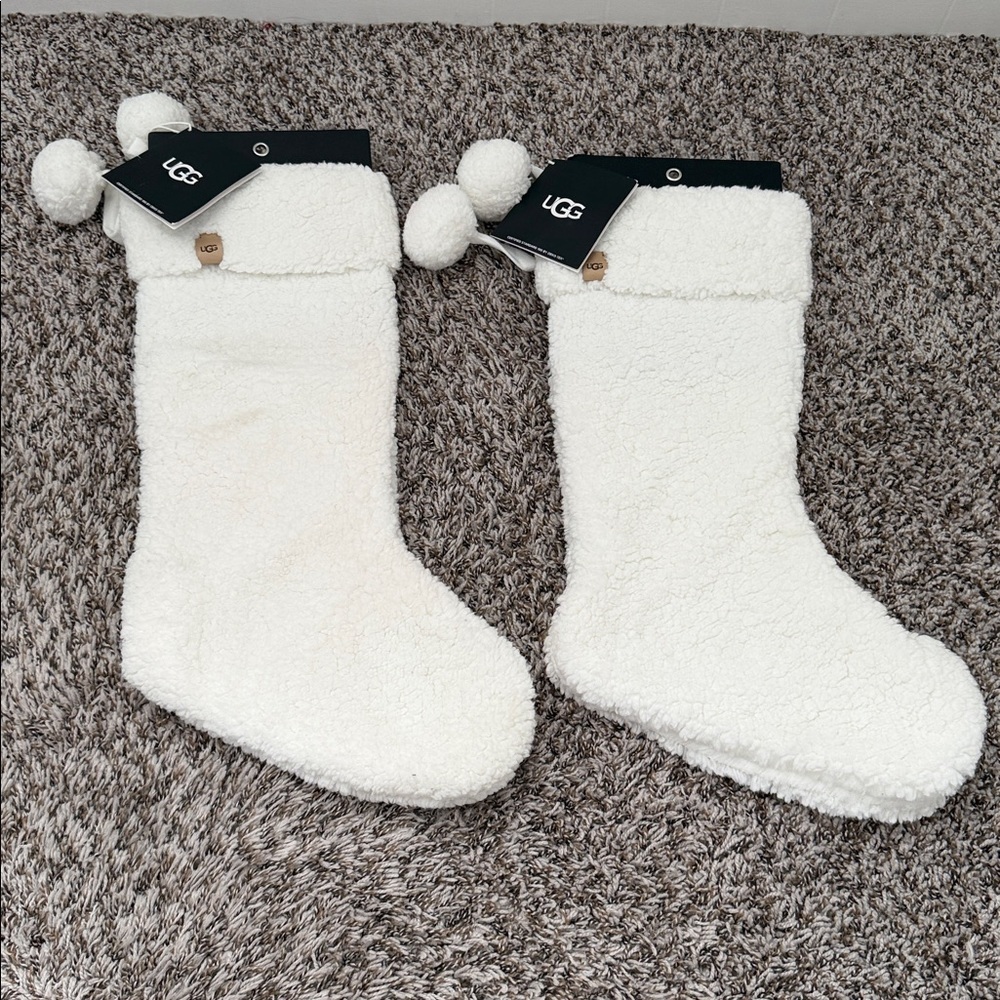 UGG Classic Sherpa Christmas Stocking in Cream set of 2